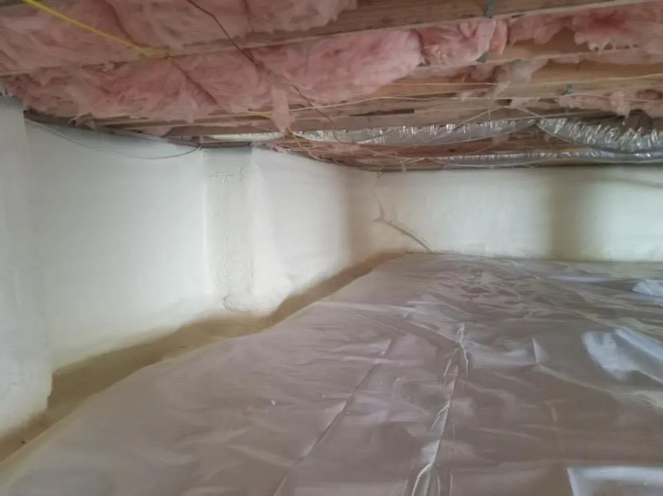 Crawl space encapsulation with closed-cell spray foam for Roof Leak Repair in Pecan Grove